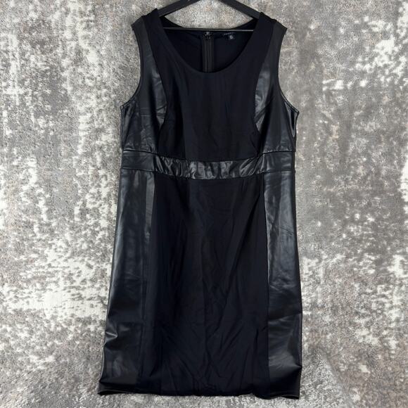 Torrid Plus Size 22 Faux Leather Midi Shift Dress Black Sleeveless Scoop Neck - Picture 1 of 12